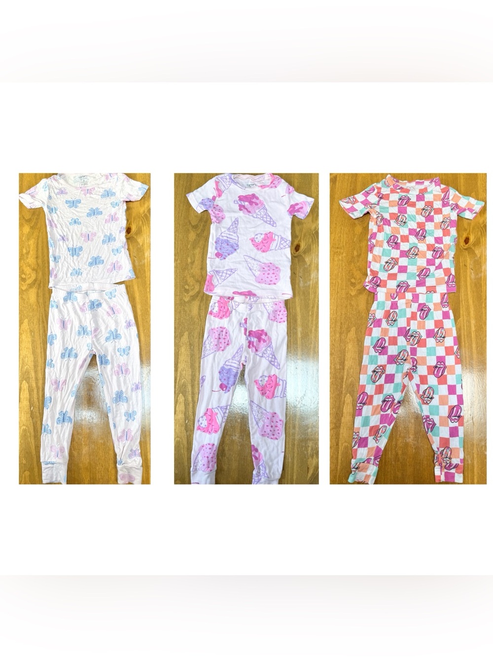 Three Sets Of Toddler Kids Short Sleeve And Pants Pajamas Size 2T